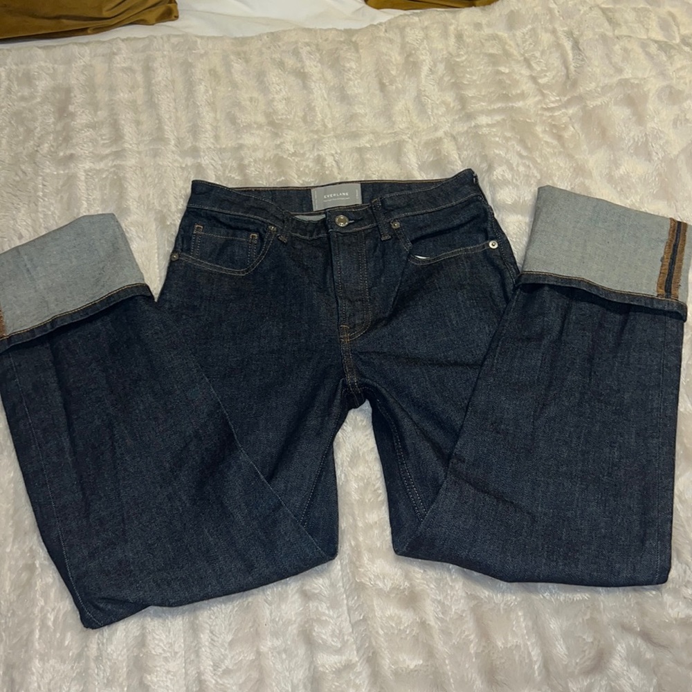 Everlane Dark Wash “The High Rise Straight Jean” - Picture 6 of 8